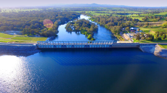 Aerial,View,Of,Hume,Weir,On,Lake,Hume,At,The